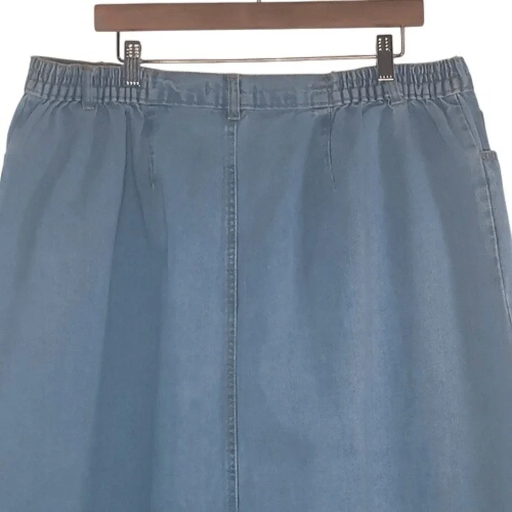 Woman Within Blue‎ Denim Button-Front Midi Skirt